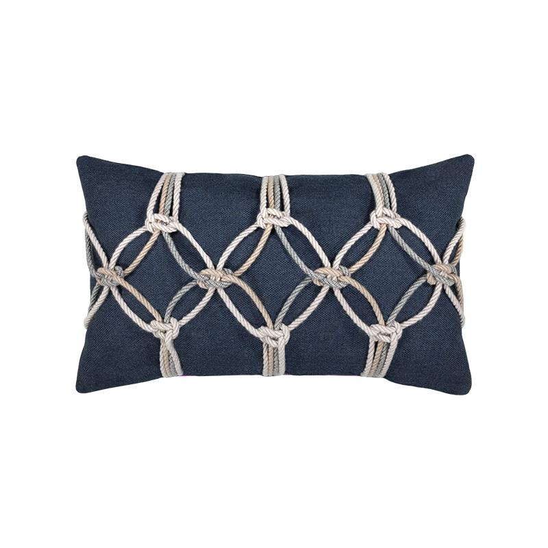 Elaine Smith 20" x 12" Indigo Rope Sunbrella Outdoor Lumbar Pillow
